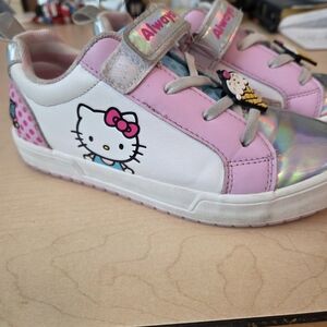 Hello Kitty Pink and White Sneakers with Silver Accents